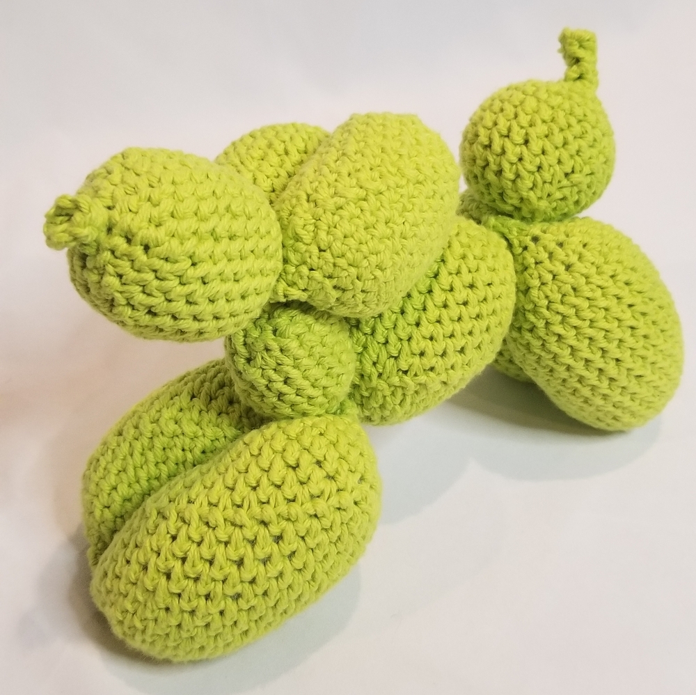 Foldable Lime Green Handmade Crochet Balloon Dog